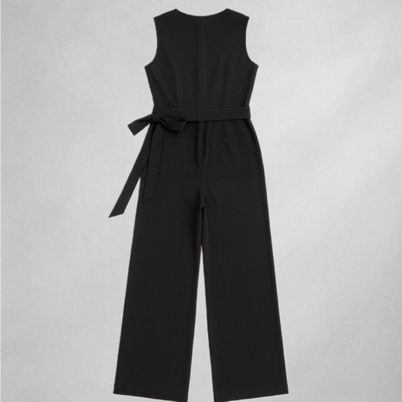 Banana Republic Women’s Black Sleeveless Wide Leg Jumpsuit  6 Belted Polyester - Picture 2 of 6
